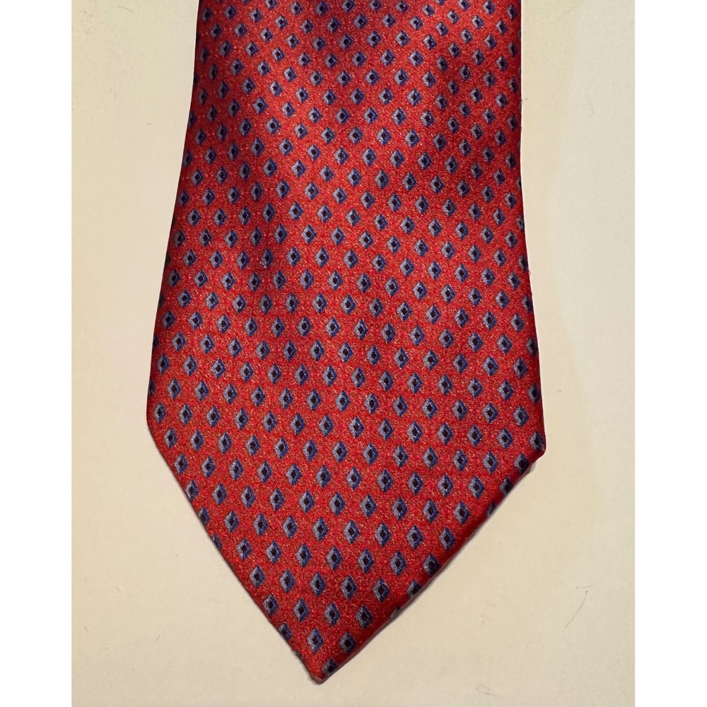 Ermenegildo Zegna Red Geometric Silk Luxury Mens Neck Tie Italy